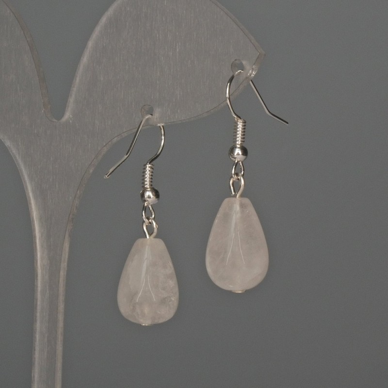 Mountain Crystal Drop Earrings 10x15mm, length 35mm