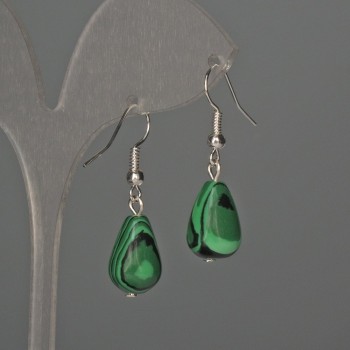 Malachite Teardrop Earrings 10x15 mm, length 35 mm