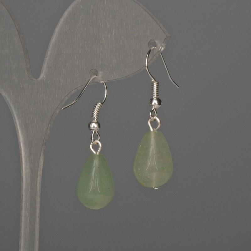 Earrings Jade drop 10x15mm, length 35mm