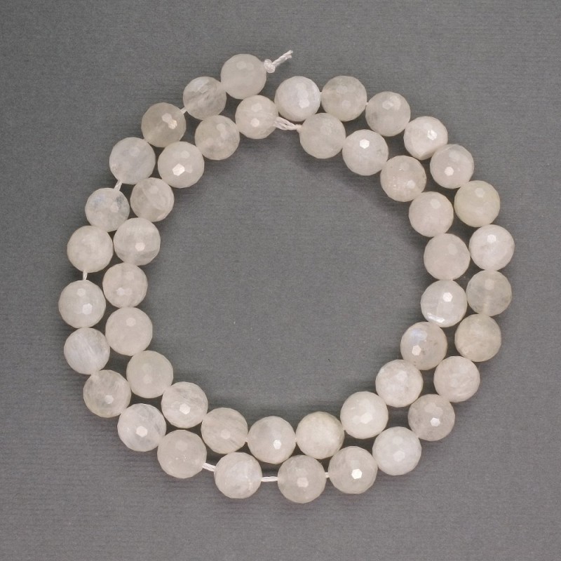 Adularia natural stone beads - faceted ball, 8 mm diameter, 39 cm length