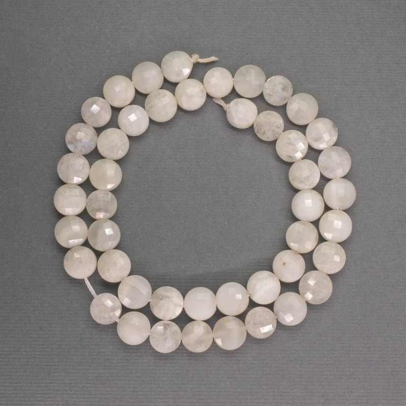 Adularia natural stone beads, faceted coin-shaped, diameter 8.5×5 mm, length 38 cm