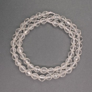 Beads natural stone Rock Crystal faceted bicones, diameter 6x7 mm ±, length 39 cm ±