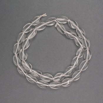 Beads of natural stone Rock Crystal curved oval 8x12mm, length 40 cm ±