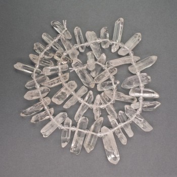 Beads of natural stone Rock Crystal crystals nuggets assortment of sizes, diameter 20-40mm ±, seed beads diameter 5mm ±, length 40cm ±