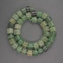 Green cylindrical aventurine beads, diameter 11×6 mm ±, seed beads diameter 3 mm ±, length 40 cm ±