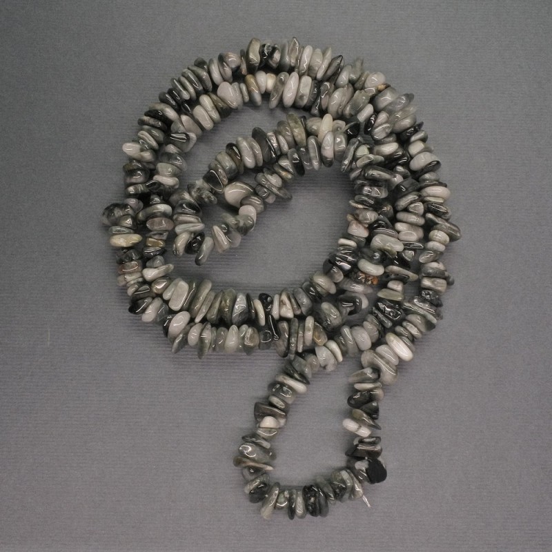 Hawk's Eye Natural Stone Beads, Chip, 8x3 mm, Length 80 cm