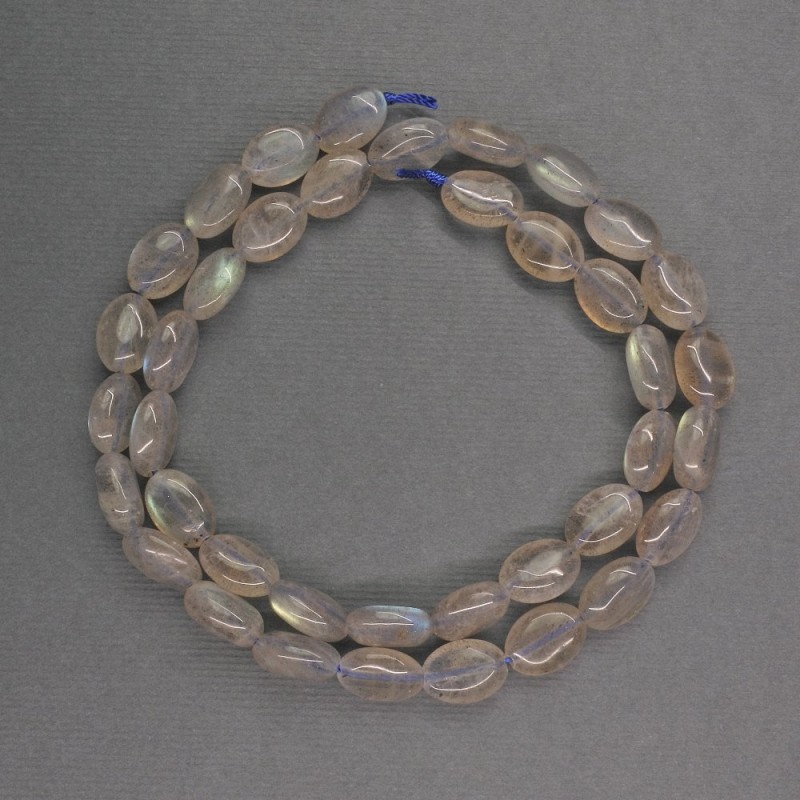 Oval Labradorite natural stone beads, 8×11×5 mm, length 40 cm