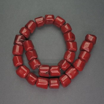 Natural Red Coral Beads - Brilliant-Cut Faceted, 15 x 15 mm diameter, 40 cm length +/-