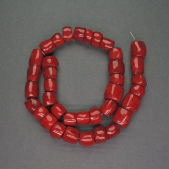 Natural Red Coral Beads - Faceted Rondelle Cut, 11x10 mm, Length 40 cm