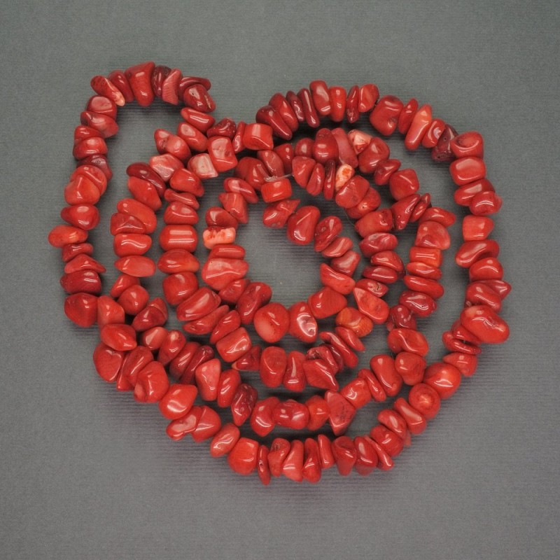 Natural red coral nugget beads, diameter 8-10 mm, length 80 cm