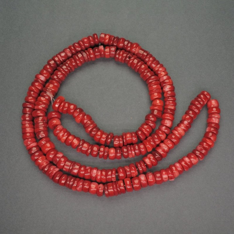 Natural Red Coral Rondelle Beads, 9x3 mm, 85 cm long