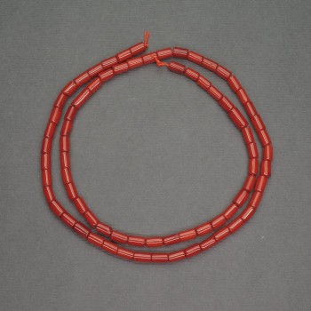 Natural Red Coral Beads, Cylindrical Tube, Diameter 3.5×5.5 mm, Length 40 cm +/-