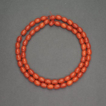 Natural orange coral barrel beads, 5x6 mm diameter, 40 cm length