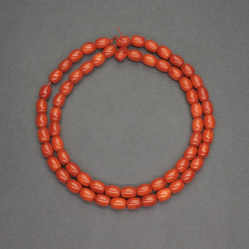 Natural orange coral barrel beads, 5x6 mm diameter, 40 cm length