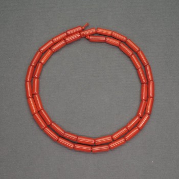 Natural Orange Coral Beads, Cylindrical