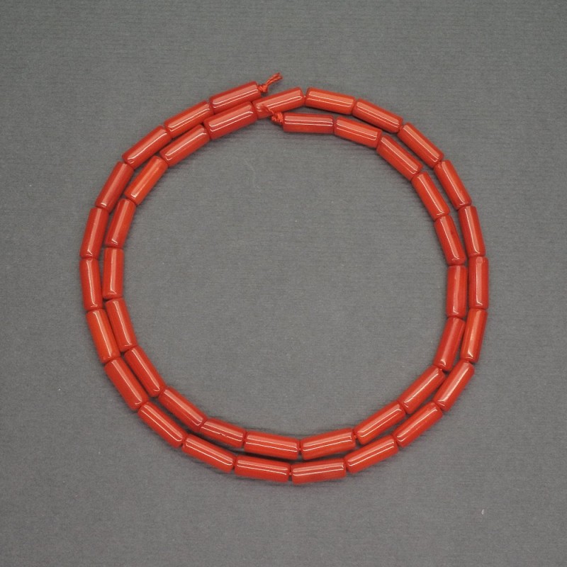 Natural Orange Coral Beads, Cylindrical