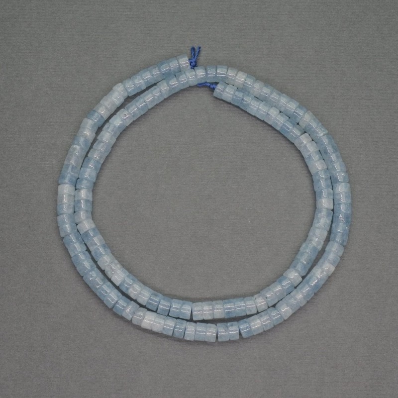 Aquamarine natural stone rondelle beads, diameter 4x2 mm, length 39 cm