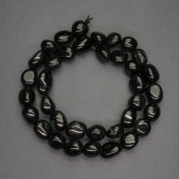 Beads Natural Stone Tourmaline Black Cabochon, Diameter 10mm±, Length 39cm±