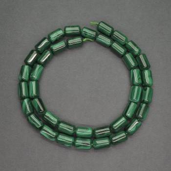 Malachite cylinder beads, natural stone, diameter 6×10 mm (+/-), length 40 cm