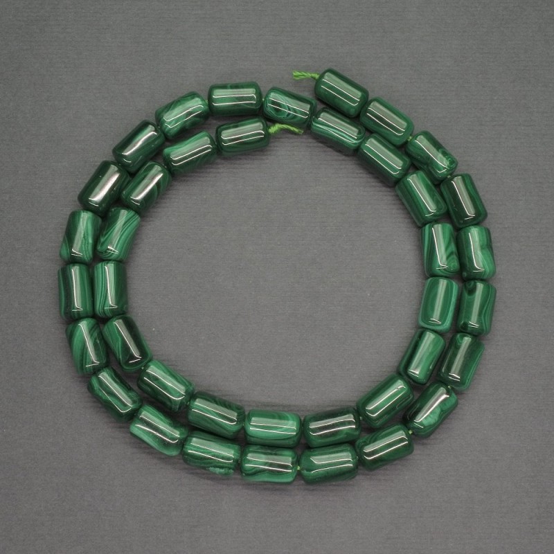 Malachite cylinder beads, natural stone, diameter 6×10 mm (+/-), length 40 cm