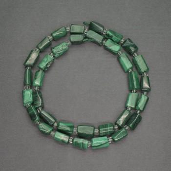 Malachite Beads, Natural Stone, Faceted Cylindrical, 6x11mm ±, 3mm Hole, 41cm Length ±