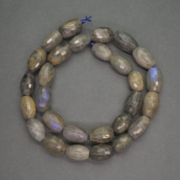 Labradorite natural stone faceted barrel beads, diameter 10×15 mm, length 40 cm