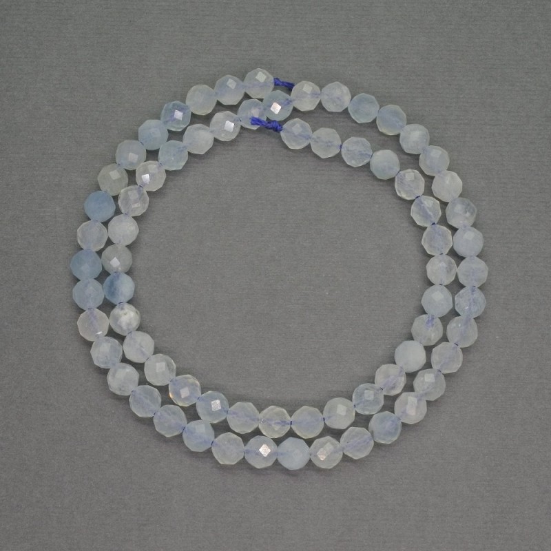Natural Aquamarine Gemstone Beads, Faceted Round Beads, diameter 5 mm, length 39 cm