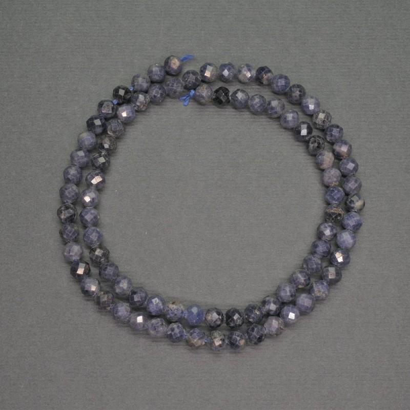 Natural sapphire beads, faceted round beads, 5 mm diameter, 39 cm length