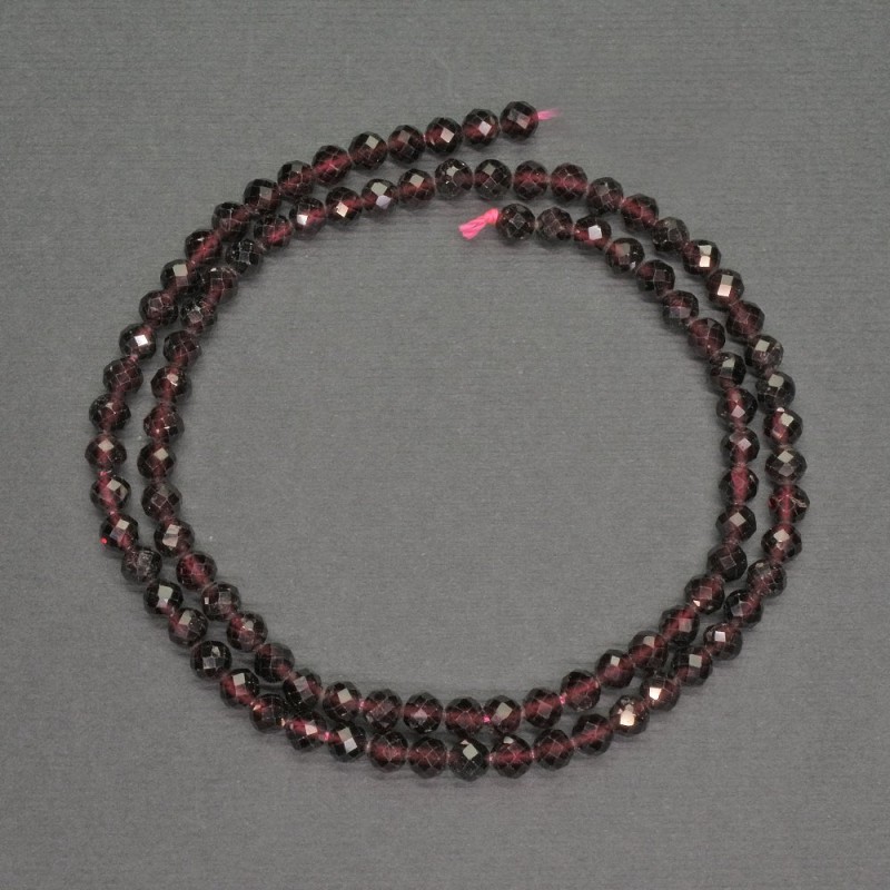 Garnet natural stone beads, faceted round bead, diameter 4 mm, length 39 cm