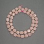 Beads of natural stone Pink quartz faceted cube, diameter 7mm±, seed beads diameter 3mm±, length 39cm+