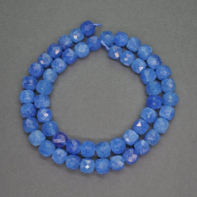 Beads of natural stone Apatite (imit.) faceted cube, diameter 7mm+-, length 40cm+
