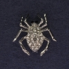 Spider Brooch with White Crystals, Silver-Toned Metal 29x29 mm+