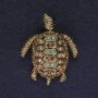 Brooch-pendant Turtle multicolored crystals golden metal 37x32mm+