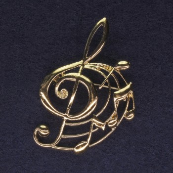 Brooch 'Treble Clef' gold-tone metal 49×34 mm+