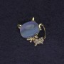 Cat Brooch with Blue Cat's-Eye Stone