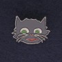 Cat Brooch gray enamel silver-tone metal 27x22mm+