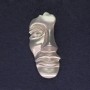 Brooch Accent Face, silver color, 55×24 mm, silver-toned metal