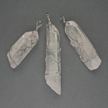 Pendant with rock crystal in a braided setting, 65x55x18 mm ± assorted size