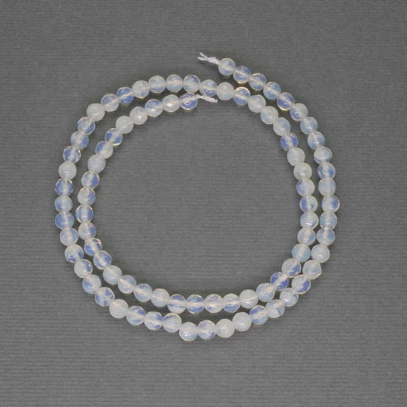 Moonstone Beads, Faceted Round 4mm +/- on Thread, Length 35 cm+