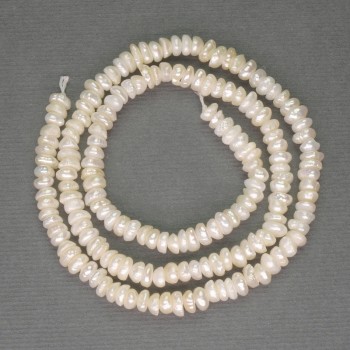 Freshwater White Pearls on a Thread, diameter 2×4–4.5 mm, on a thread, length 36 cm