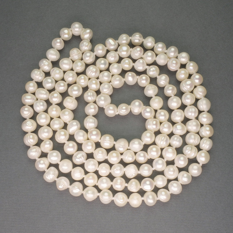 Freshwater Pearl Necklace, diameter 8-9×7-8 mm, length 118 cm