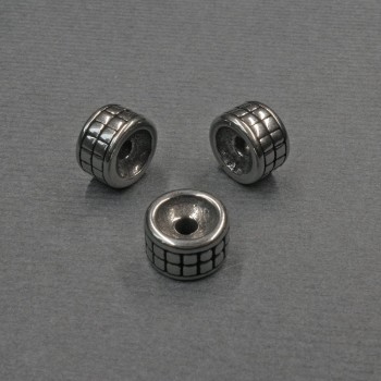 Bead-insert findings, silver metal color, 8×5 mm with ~2 mm hole, 2 mm diameter