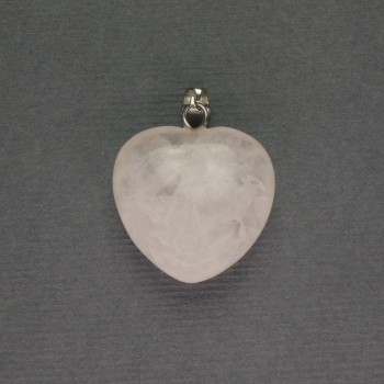 Heart Pendant Rock Crystal 20x20x25mm +/- Silver-Toned Metal