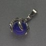 Lapis Lazuli Paw with Sphere Pendant 18×37 mm ± Silvery Metal