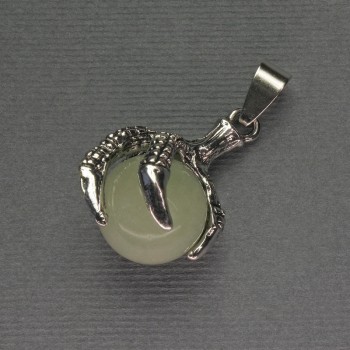 Pendant 'Paw with Sphere' made of nephrite, 18x37mm, silvery metal