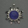 Pendant 'Sun' Lazurite 42mm+-, length 48mm+-, silver-tone metal