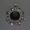 Sun Pendant with Agate, 42 mm ±, 48 mm length, silver-colored metal