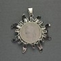 Pendant Sun Rock Crystal 42mm±, length 48mm±, silver-toned metal