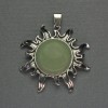 Pendant Sun nephrite natural stone, diameter 42mm ±, length 48mm ± silver-toned metal