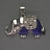 Pendant Elephant with Lapis Lazuli, 39x34mm, Silvery Metal